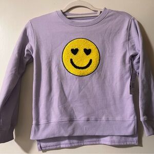 Purple Smiley Face Hoodie with Heart Eyes